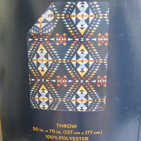 Pendleton Blue Ultra Soft Throw Home Bedding - Picture 4 of 5